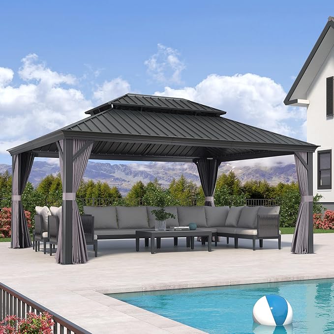 PURPLE LEAF 13' X 17' Hardtop Gazebo Aluminum Gazebo by PURPLELEAF