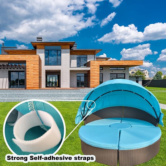Patio Round Daybed Replacement Canopy, Retractable Top Cover - Image 3