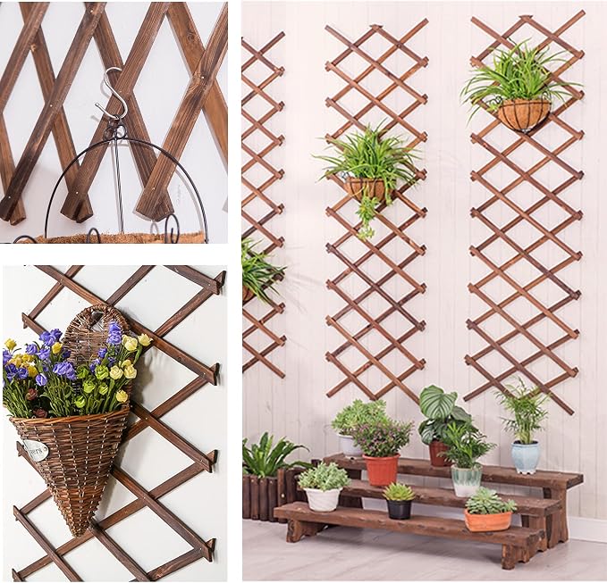Wooden Lattice Wall 4Pack-Expandable Plant Garden Trellis - Image 5