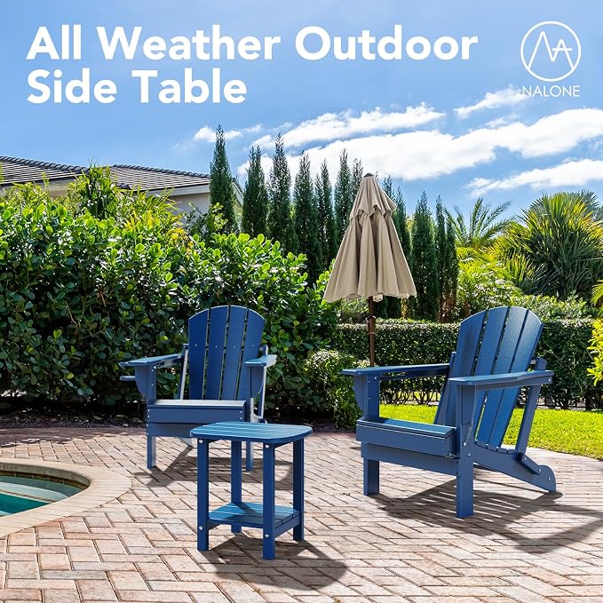nalone Adirondack Side Table 16.5" Outdoor Side Table HDPE Plastic Double - Image 7