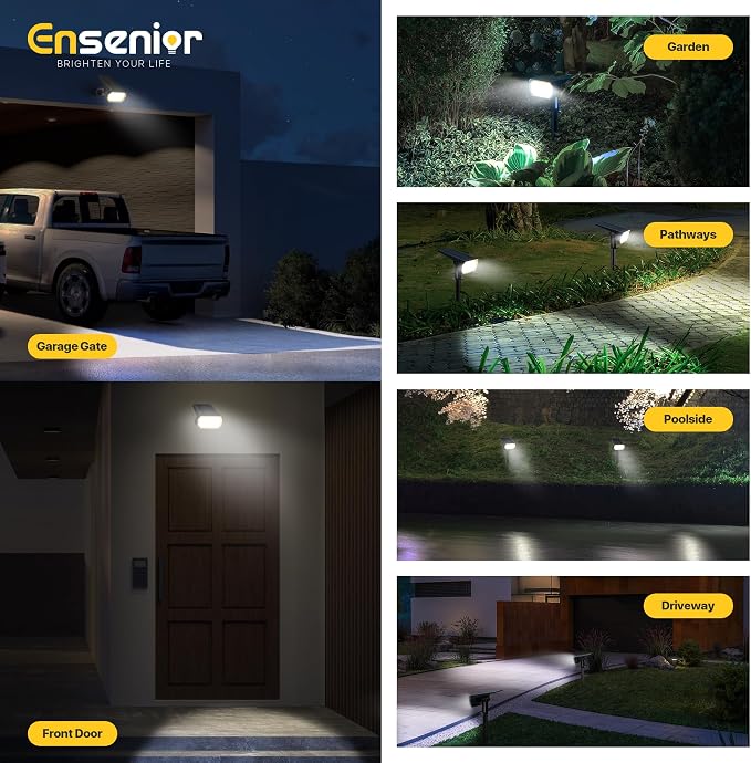 Ensenior Solar Spotlights Outdoor, 56 LEDs Brightness Adjustable 6500K LED - Image 7