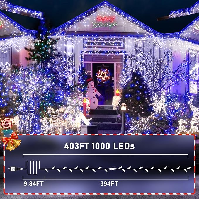 KNONEW 403FT 1000 LED Christmas Lights Outdoor String Light - Image 6