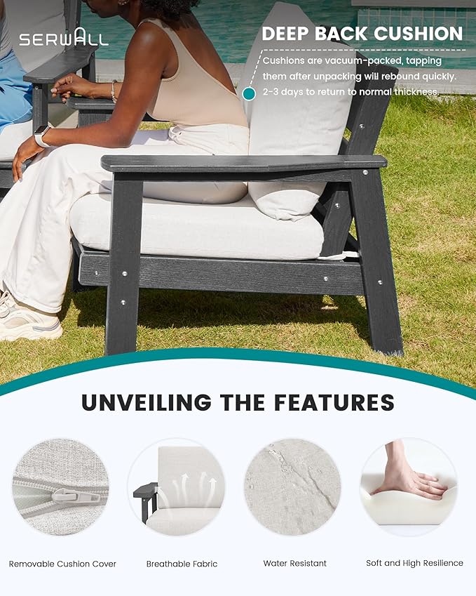 SERWALL HDPE Outdoor Patio Loveseat - Image 2