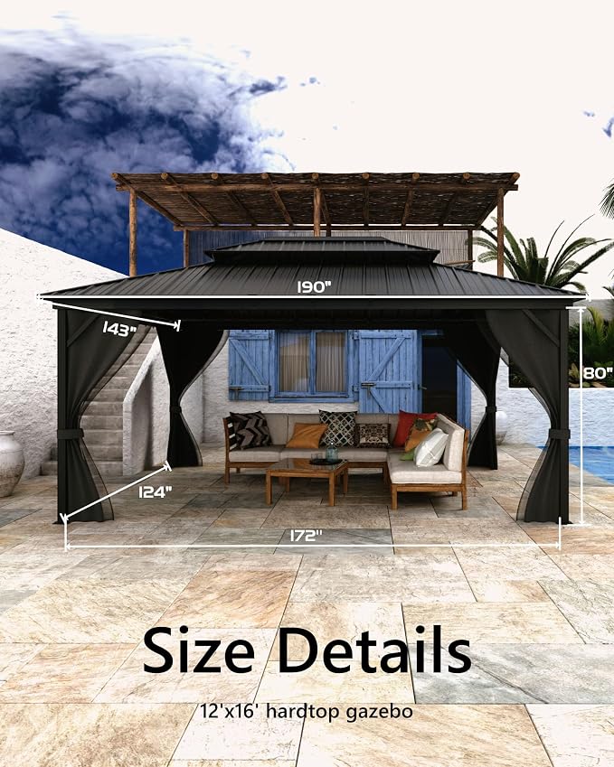 GarveeLife Hardtop Gazebo 12 ft x16 ft - Image 2