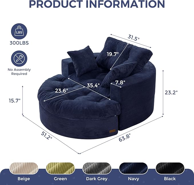 MAXYOYO Modular Sectional Chaise Lounge Sofa, Round Upholstered Lounge Chair - Image 2