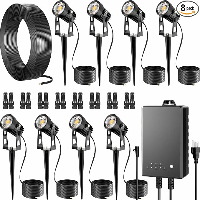 All-in-One Outdoor Low Voltage Landscape Lighting Kit, LED Landscape Spot Lights by AUDERWIN