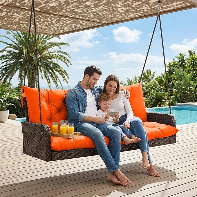 Waterproof Porch Swing Cushion Replacement, Thick 4" 2–3 Seat Outdoor Swing - Image 2