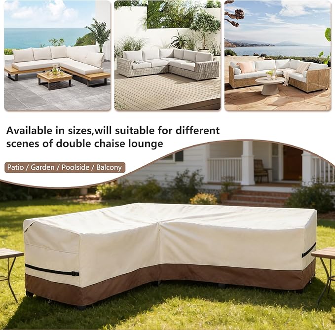 okcool Outdoor Sectional Sofa Cover Waterproof-L-Shaped Patio Furniture Covers - Image 3