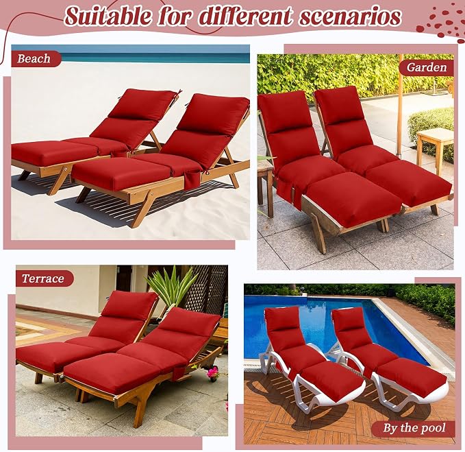 Kigley 2 Pcs Chaise Lounge Cushions, 77.9 x 20.5 x 4.7 Inch Outdoor Lounge - Image 7