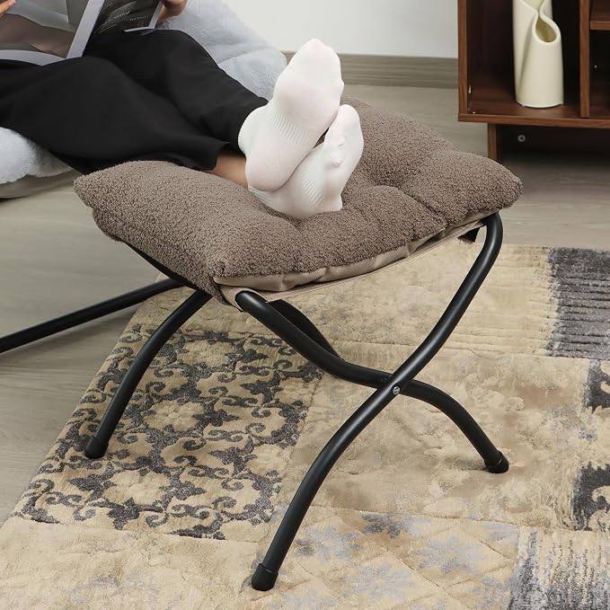 15" Folding Ottoman, Foldable Footrest Stool, Portable Small Foot Stool - Image 9