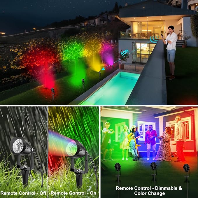 1500LM LED High Brightness Outdoor Landscape Lighting 15W RGBCW Color Changing - Image 2