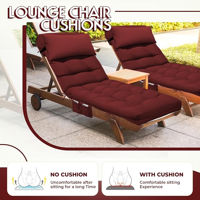 Outdoor Chaise Lounge Chair Cushion, Waterproof Outdoor Chair Cushions - Image 6