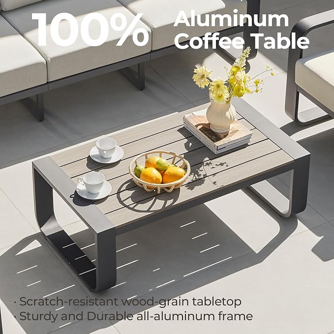 CHITA Aluminum Outdoor Patio Furniture Coffee Table, All-Weather Outdoor Metal - Image 3