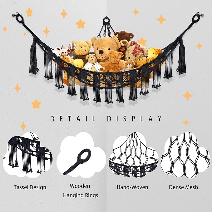 Stuffed Animal Hammock with LED Light, Large Stuffed Animals Storage Corner - Image 6
