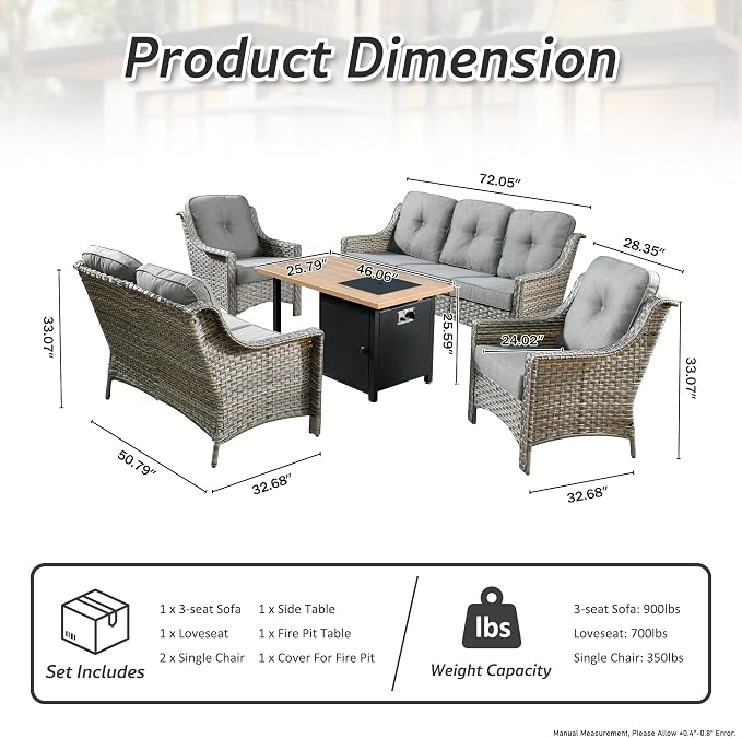 HOOOWOOO 5 Piece Patio Set - Image 7