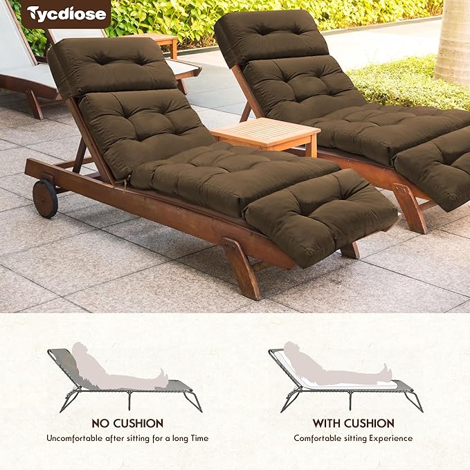 Waterproof Outdoor Chaise Lounge Chair Cushion 74.4 x 22 x 4.7 Inches Memory - Image 6