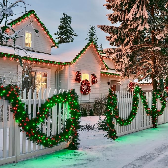 75.8 FT 200 LED Red and Green Christmas Lights Indoor Outdoor, Timer & Memory - Image 3