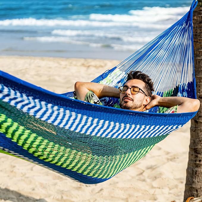 Lazy Daze Hammocks Handwoven Mayan Hammock, 10.5 FT Soft Rope Double Hammocks - Image 2
