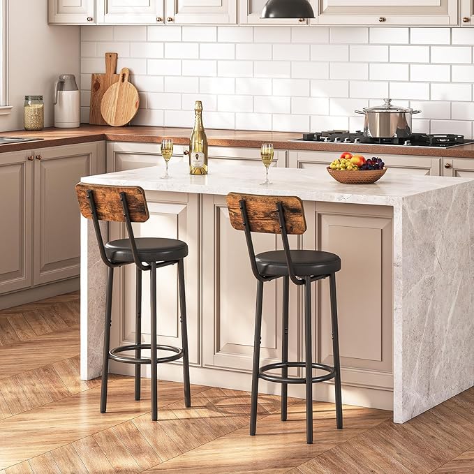 HOOBRO Bar Stools, Bar Stools Set of 2 - Image 2