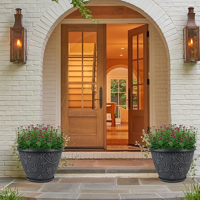 4 Pack 16 Inch Large Plant Pot for Outdoor, Plastic Flower Pot Indoor - Image 4