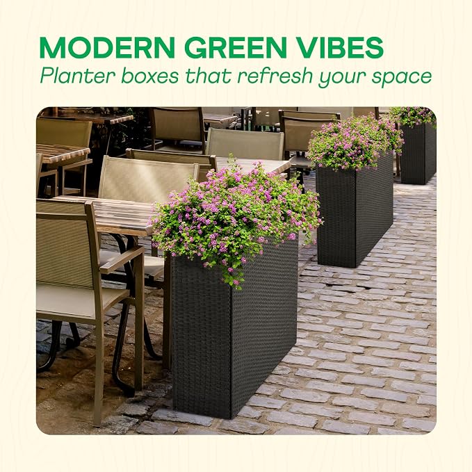 IDZO All Weather Wicker Planter Raised Garden Bed, 24 in Tall Round Rattan - Image 5