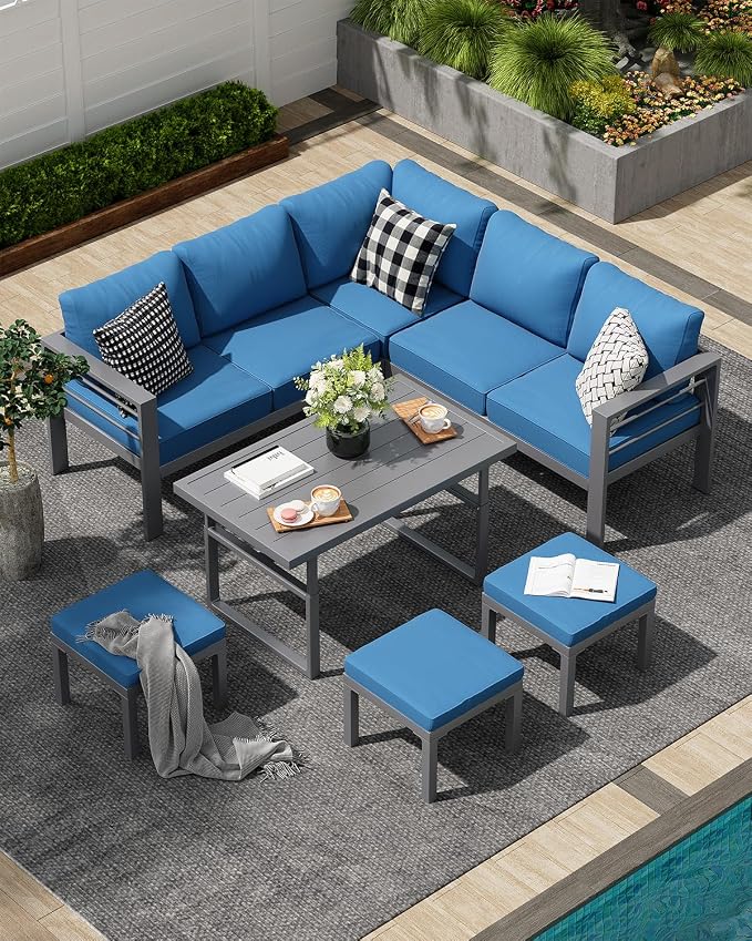 AECOJOY Aluminum Patio Furniture Set, 8 Seats Modern Outdoor Furniture by AECOJOY