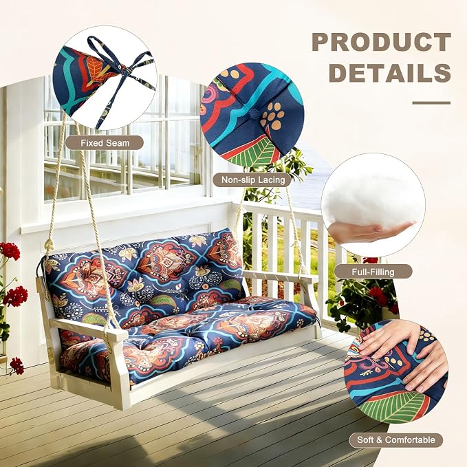Porch Swing Cushion with Backrest, Waterproof Bench Cushion - Image 5