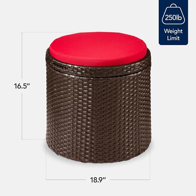 Best Choice Products Round Wicker Ottoman, Additional Seating, Side Table - Image 2