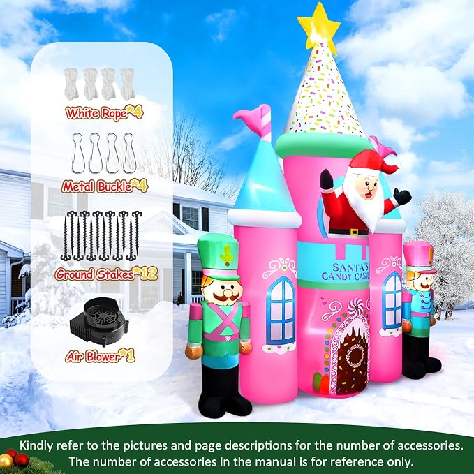 Kalolary 10FT Christmas Inflatables Outdoor Decorations, Candy Castle Inflatable - Image 6