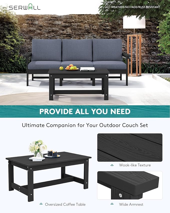 SERWALL HDPE Patio Sofa Set, 4-piece Sectional Outdoor Furniture Set, All - Image 5