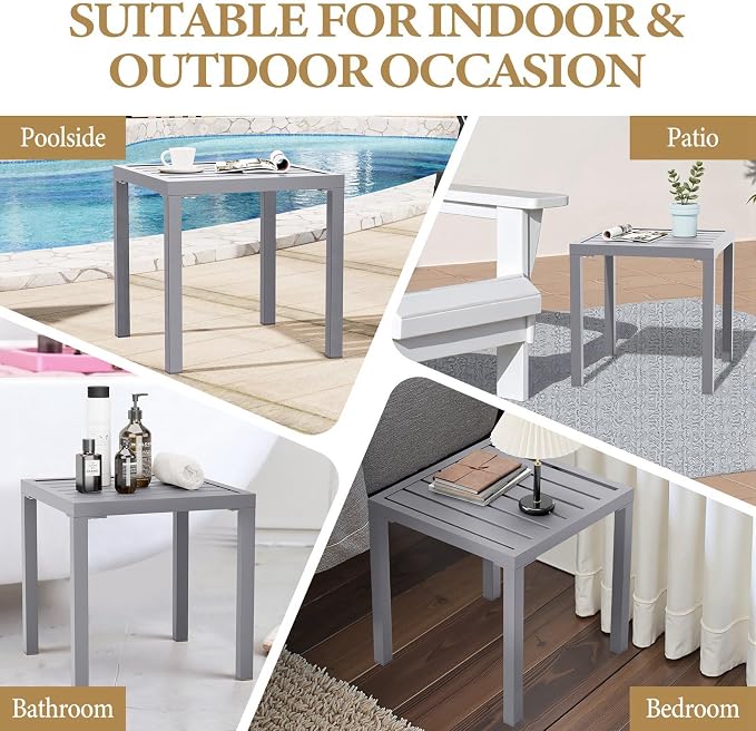 Crestlive Products Outdoor Side Table, Small Square Metal End Table Easy - Image 6