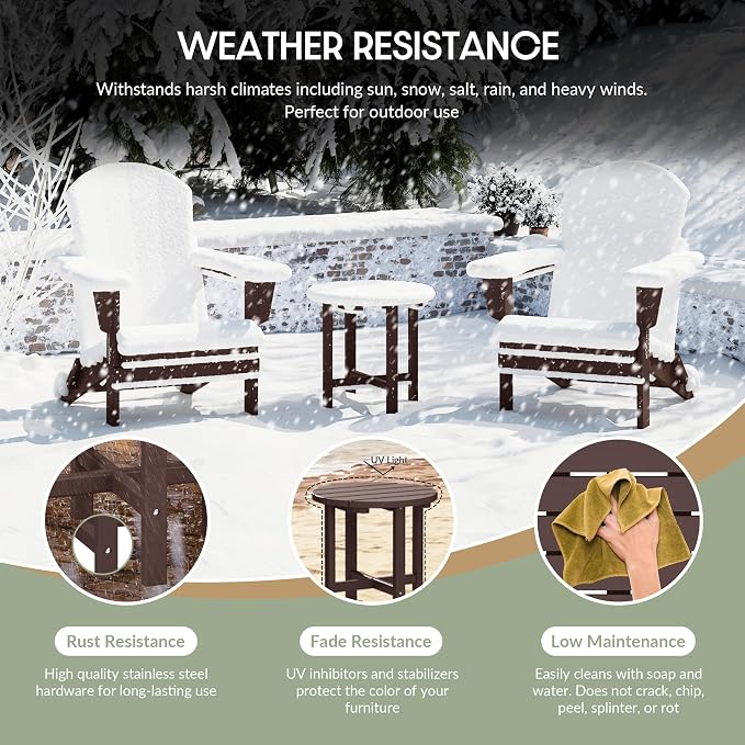 WestinTrends Dylan Adirondack Round Outdoor Side Table, Dark Brown - Image 5