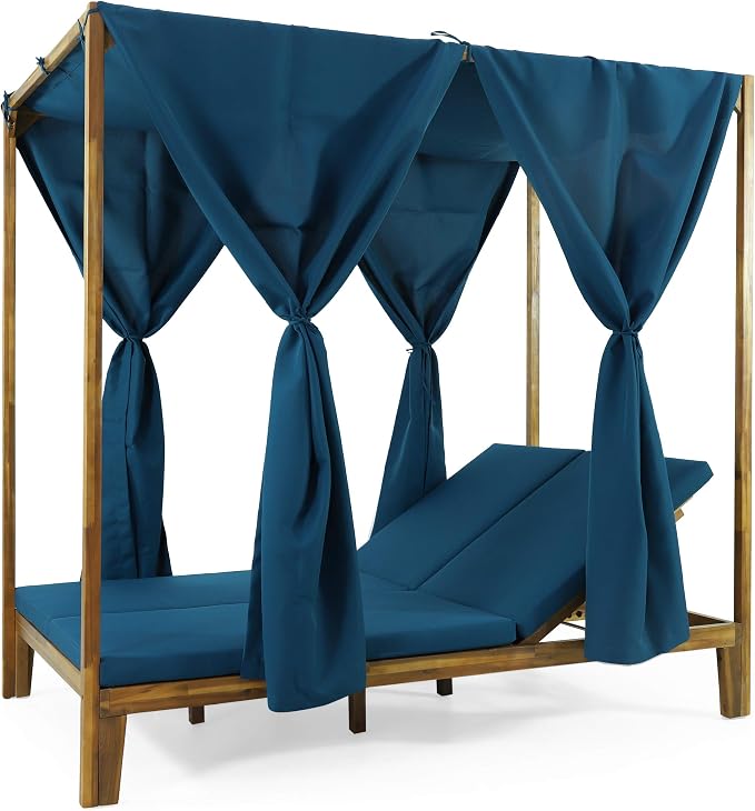 Christopher Knight Home Kinzie Outdoor DAYBED, Teak + Blue by ChristopherKnightHome