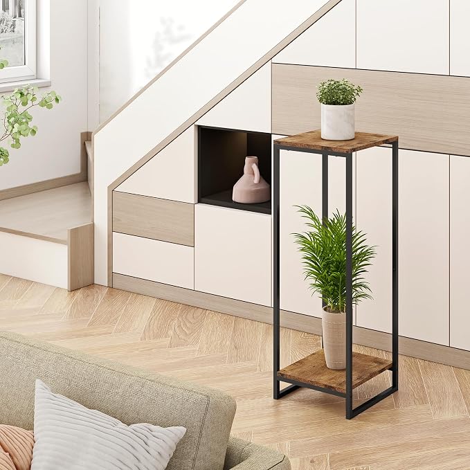 34" Tall Plant Stand Indoor, 2-Tier Modern Plant Shelf, Corner Flower Pot - Image 8
