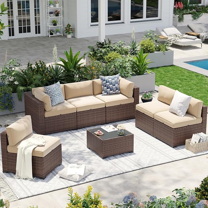 Aoxun Patio Furniture Sets, 7-Piece Outdoor Patio Furniture by Aoxun