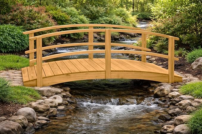 10 FT Oak Amish Made Garden Bridge - Image 5