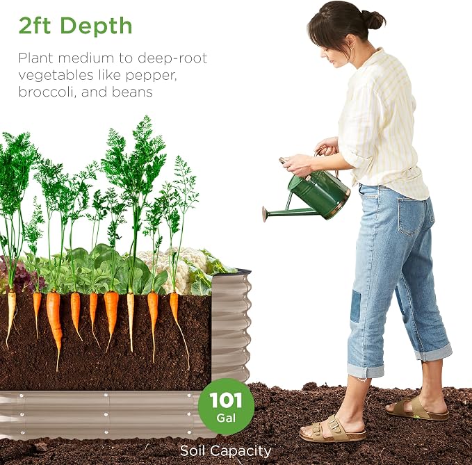 Best Choice Products 4x2x2ft Outdoor Metal Raised Garden Bed, Oval Deep Root - Image 2