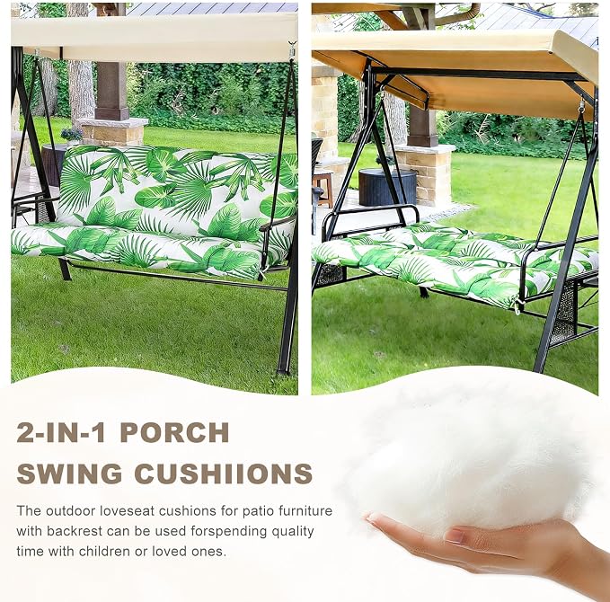 Porch Swing Cushion with Backrest, Waterproof Bench Cushion - Image 4
