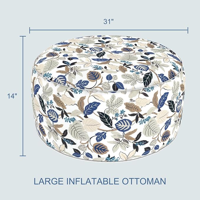 LVTXIII Indoor/Outdoor Extra Large Inflatable Ottoman Pouf D31 x H14 Inch - Image 3