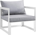 Modway Fortuna Aluminum Outdoor Patio Armchair in White Gray by Modway