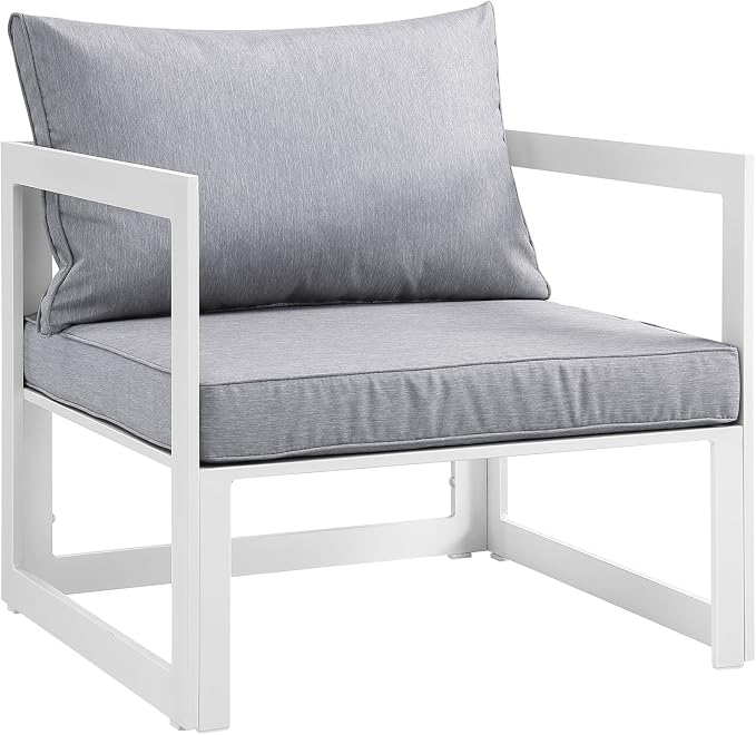 Modway Fortuna Aluminum Outdoor Patio Armchair in White Gray by Modway