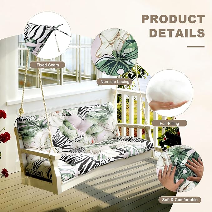 Porch Swing Cushion with Backrest, Waterproof Bench Cushion - Image 5
