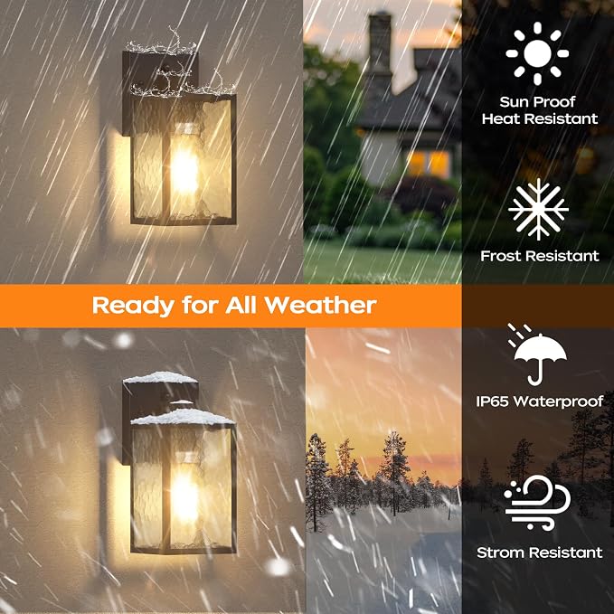 WIHTU Dusk to Dawn Outdoor Lighting Fixtures, Sensor Wall Sconce Lamp, - Image 3