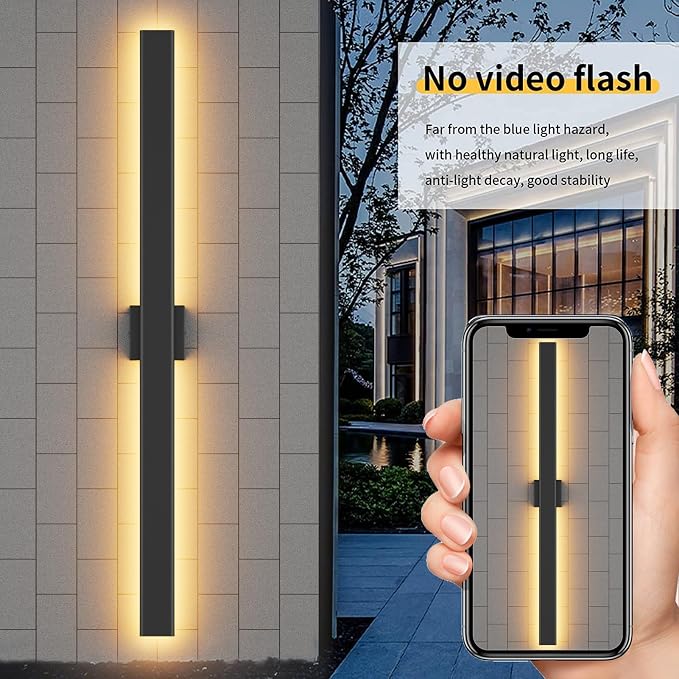 Aipsun 2 Packs Outdoor Wall Sconce, 3000K 4000K 6000K, 47.2in Modern Black - Image 8