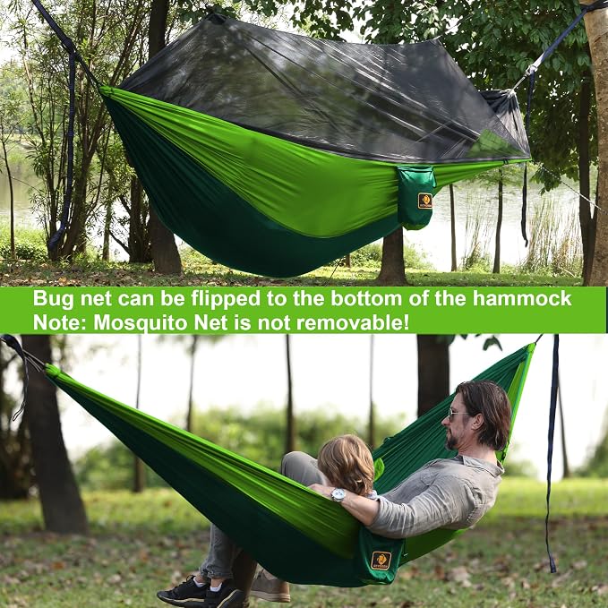 Camping Hammock with Net, Travel Portable Lightweight Hammocks with Tree Straps - Image 3