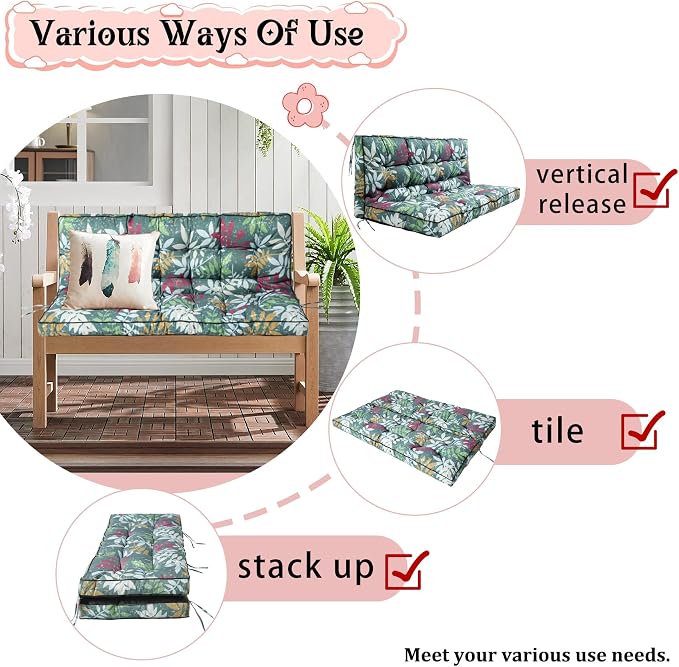 2-3 Seat Swing Replacement Cushion, Outdoor Bench Cushions - Image 2