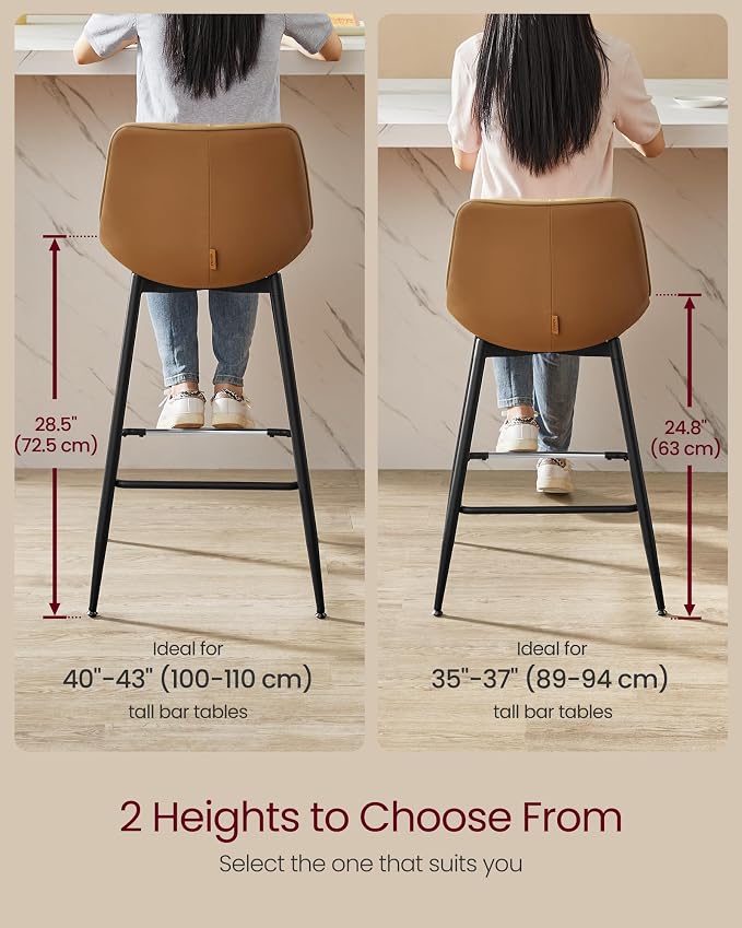 VASAGLE Bar Stools Set of 2, Bar Height Bar Stools - Image 2