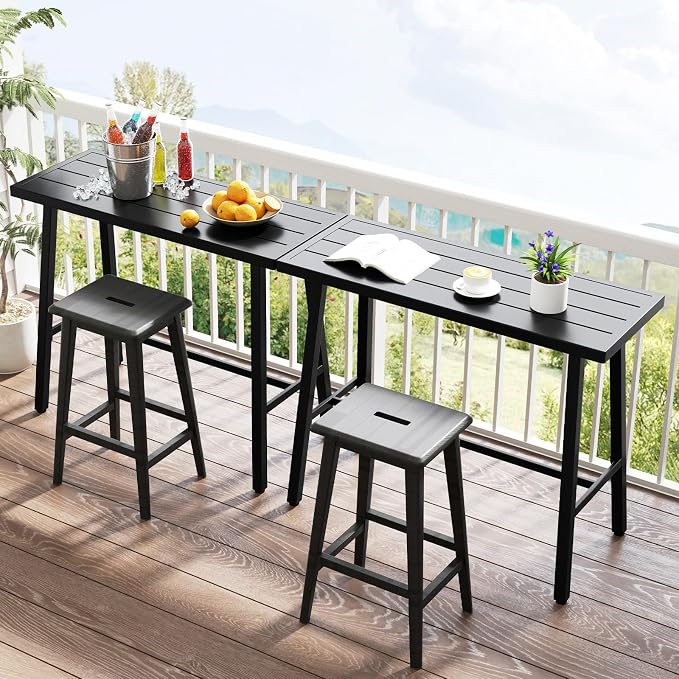 COSTWAY 36" Outdoor Bar Table, Rectangular High Pub Table - Image 2