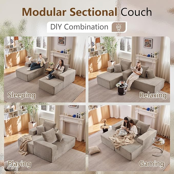 ODUWA Oversized Double Chaise Lounges Indoor, Upholstered Boneless Cloud - Image 3