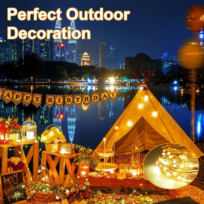 BOLWEO 2 Pack Solar Powered String Lights, Solar Fairy Lights, 16.4Ft 50LED - Image 3